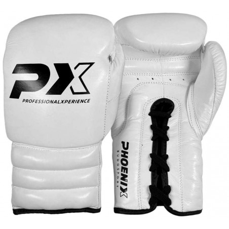 PX Wettkampf Boxhandschuhe Leder weiß